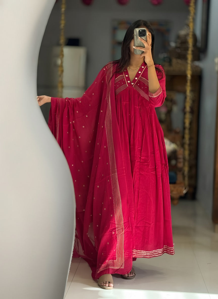Ruby Glow Festive Anarkali Suit