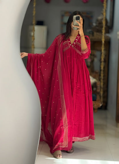 Ruby Glow Festive Anarkali Suit
